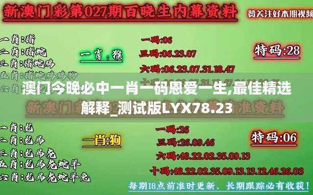 澳门今晚必中一肖一码恩爱一生,最佳精选解释_测试版LYX78.23